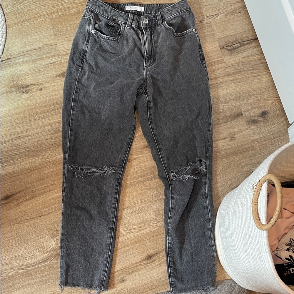 GARAGE Women's Distressed Gray Jeans